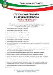 CONVOCAZIONE ORDINARIA DEL CONSIGLIO COMUNALE