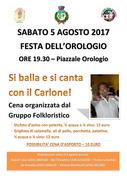 SABATO 5 AGOSTO SI CENA E SI BALLA SUL PIAZZALE DELL'OROLOGIO