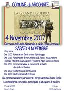 CELEBRAZIONI DEL 4 NOVEMBRE 1918 «GIORNATA DELL'UNITA' NAZIONALE E DELLE FORZE ARMATE» - Sabato 4 novembre