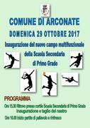 INAUGURAZIONE DEL NUOVO CAMPO MULTIFUNZIONALE DELLA SCUOLA SECONDARIA 'A.MANZONI': DOMENICA 29 OTTOBRE.