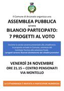 BILANCIO PARTECIPATO: ASSEMBLEA PUBBLICA DI PRESENTAZIONE PROGETTI