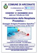 CAMPAGNA DI PREVENZIONE DELLA NEOPLASIA PROSTATICA - 21 DICEMBRE 2018, PRESSO AMBULATORIO COMUNALE