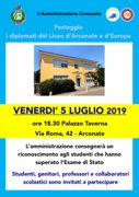 L'AMMINISTRAZIONE FESTEGGIA I DIPLOMATI DEL LICEO D'ARCONATE E D'EUROPA
