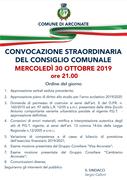 IL CONSIGLIO COMUNALE SI RIUNISCE MERCOLEDI' 30 OTTOBRE ALLE ORE 21.00