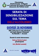 SERATA DI SENSIBILIZZAZIONE SUL TEMA DELL'ALCOLISMO - GIOVEDI 28 NOVEMBRE