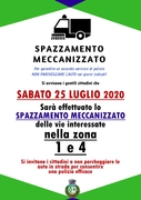 AVVISO PULIZIA STRADE - Sabato 25 luglio 2020
