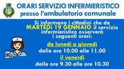 NUOVI ORARI SERVIZIO INFERMIERISTICO