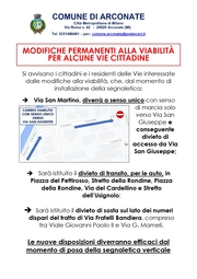 MODIFICHE PERMANENTI ALLA VIABILITÀ PER ALCUNE VIE CITTADINE 