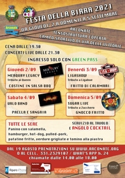  APERTE LE PRENOTAZIONI PER LA FESTA DELLA BIRRA 2021