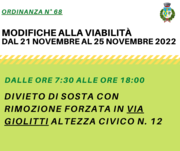 MODIFICHE ALLA VIABILITA' DAL 21 AL 25 NOVEMBRE