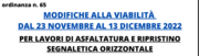 MODIFICHE ALLA VIABILITÀ DAL 23 NOVEMBRE AL 13 DICEMBRE