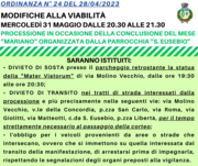  MODIFICHE ALLA VIABILITA' - MERCOLEDÌ 31 MAGGIO