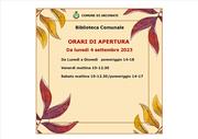 ORARIO BIBLIOTECA COMUNALE