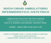 NUOVI ORARI AMBULATORIO INFERMIERISTICO / OSTETRICO 