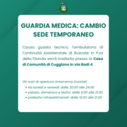 GUARDIA MEDICA: CAMBIO SEDE TEMPORANEO