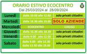 ORARIO ESTIVO 2024 ECOCENTRO