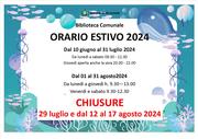 ORARIO ESTIVO BIBLIOTECA COMUNALE 