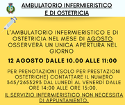 AMBULATORIO INFERMIERISTICO - APERTO IL 12 AGOSTO 2024