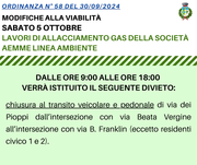 MODIFICHE ALLA VIABILITA' - SABATO 5 OTTOBRE