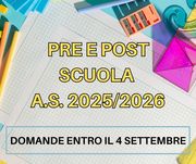 DOMANDA DI ISCRIZIONE AI SERVIZI DI PRE E POST- SCUOLA PER L’ANNO SCOLASTICO 2025/2026
